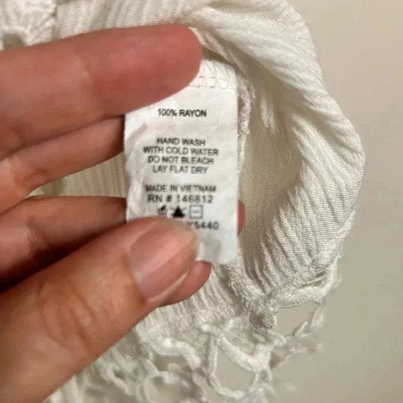 Cream gauzy camisole top, Small, spaghetti straps, lace hem, Festival, Party - Picture 9 of 9